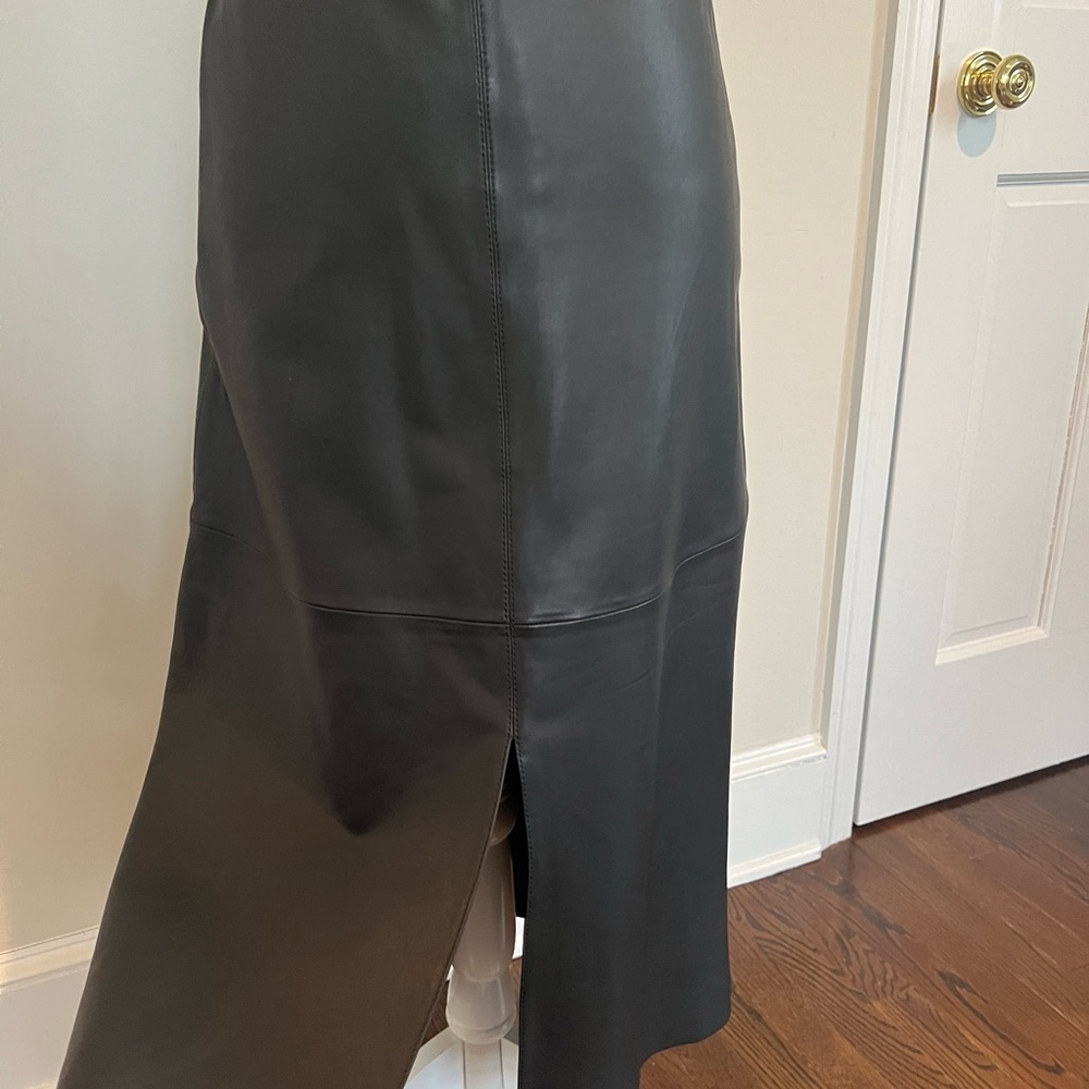 Massimo Dutti, Elegant Navy Blue Dress Leather Skirt, XS